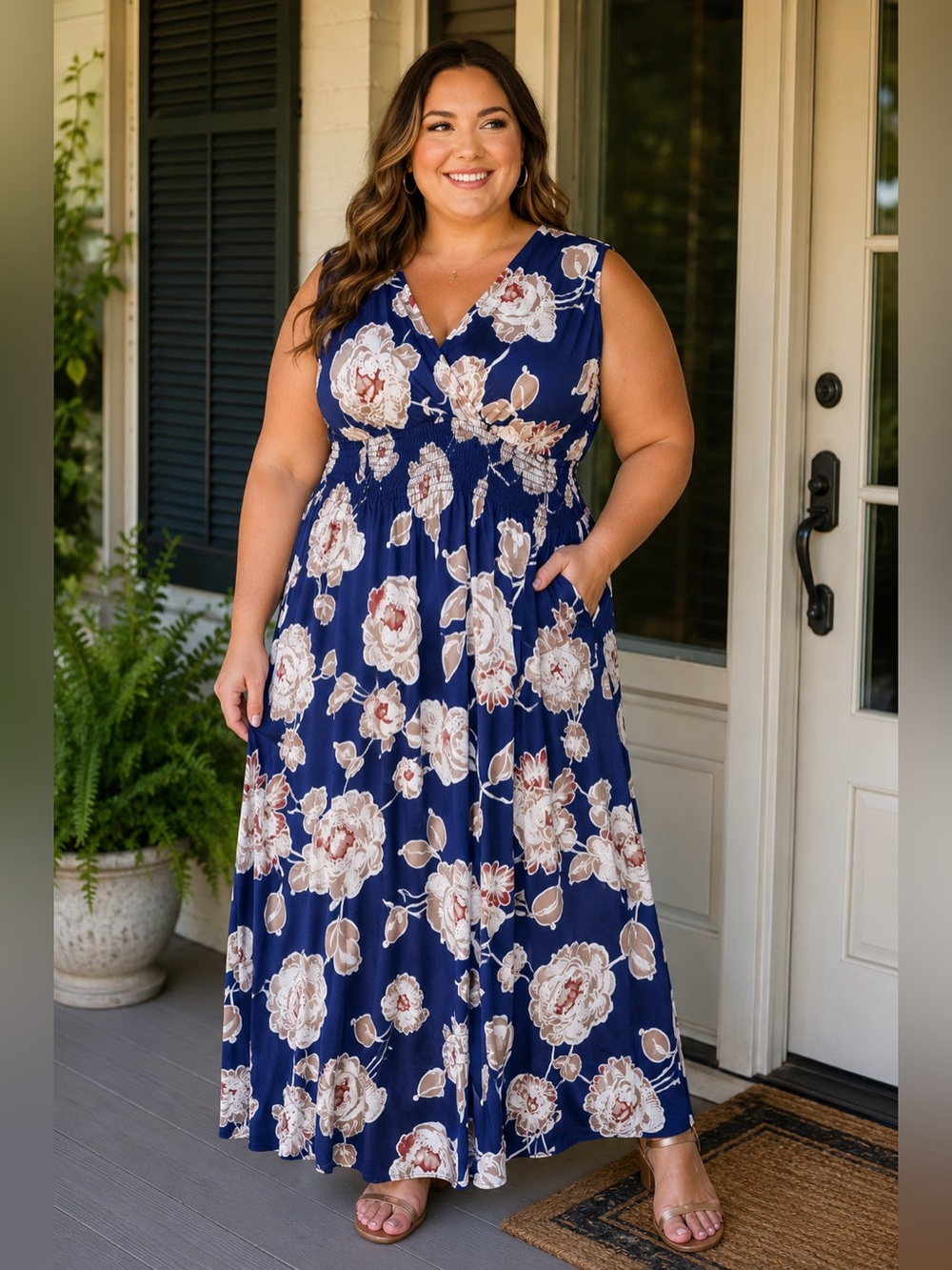 Ana & Rose Navy Floral Maxi Dress